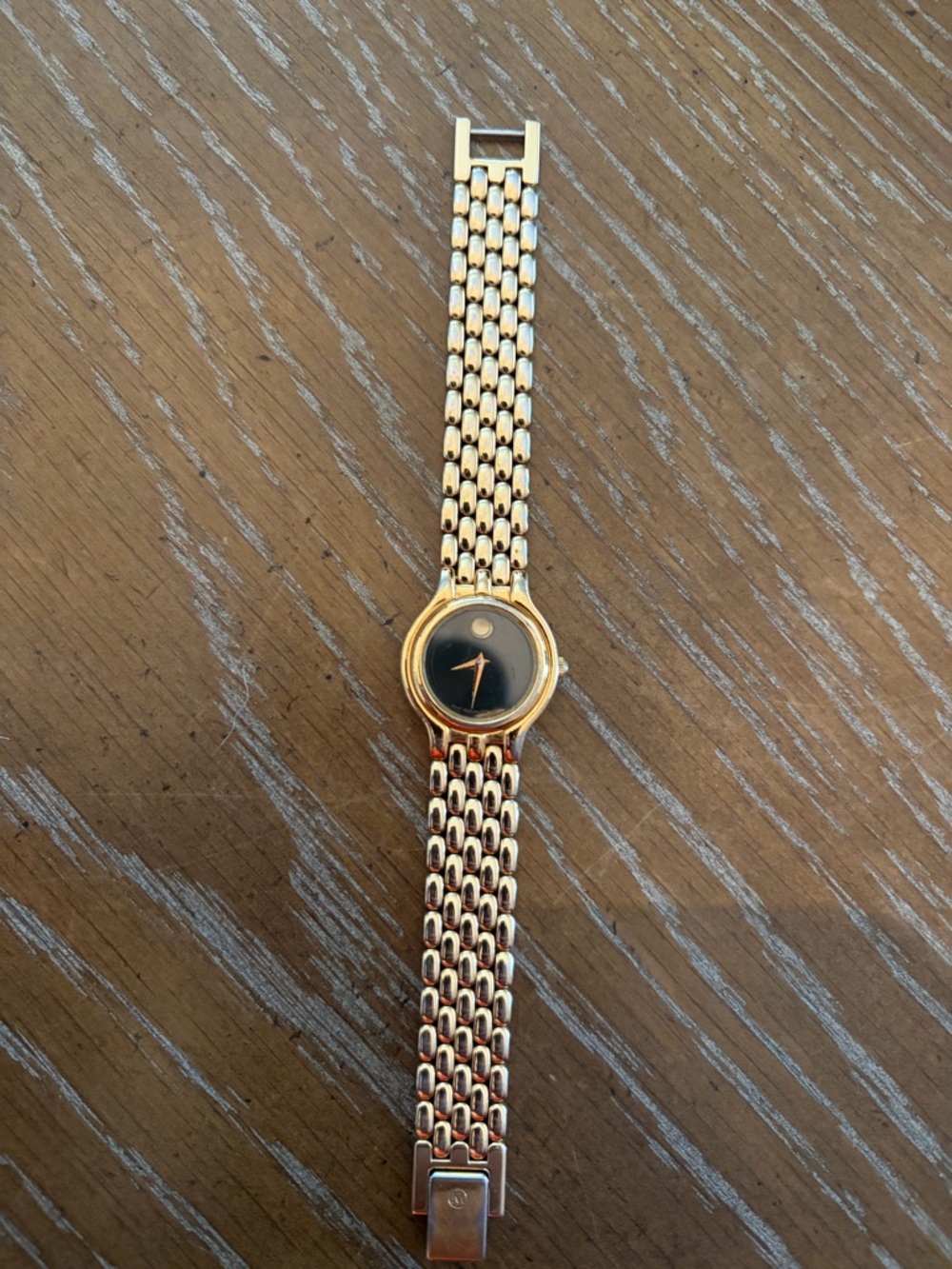Movado Gold Tone Museum Classic  Quartz Watch with Black Dial